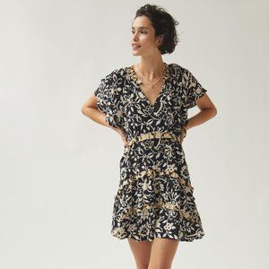 PRICE DROP!!!  Anthropologie Robin Tiered Mini Dress by Maeve Black Motif